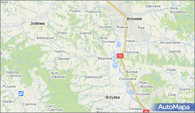 mapa Błażkowa gmina Brzyska, Błażkowa gmina Brzyska na mapie Targeo