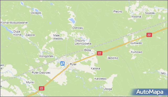 mapa Błota gmina Czersk, Błota gmina Czersk na mapie Targeo