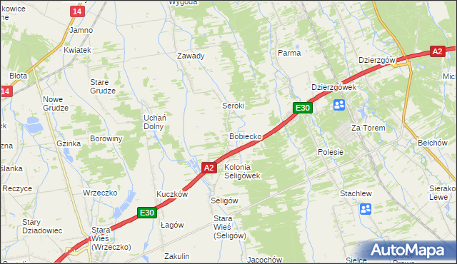 mapa Bobiecko, Bobiecko na mapie Targeo