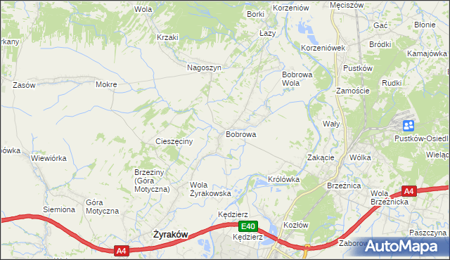 mapa Bobrowa gmina Żyraków, Bobrowa gmina Żyraków na mapie Targeo