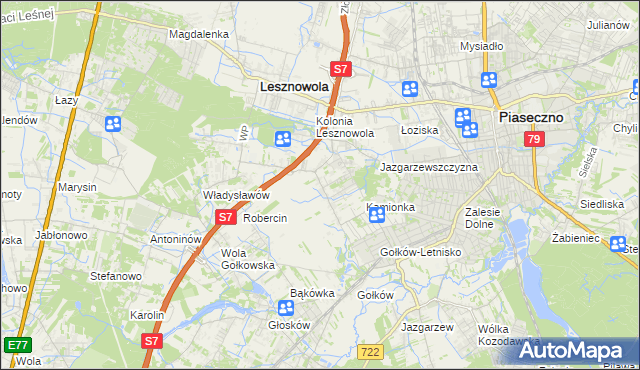 mapa Bobrowiec gmina Piaseczno, Bobrowiec gmina Piaseczno na mapie Targeo