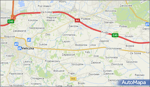 mapa Bodzanów gmina Biskupice, Bodzanów gmina Biskupice na mapie Targeo