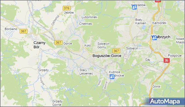 mapa Boguszów-Gorce, Boguszów-Gorce na mapie Targeo