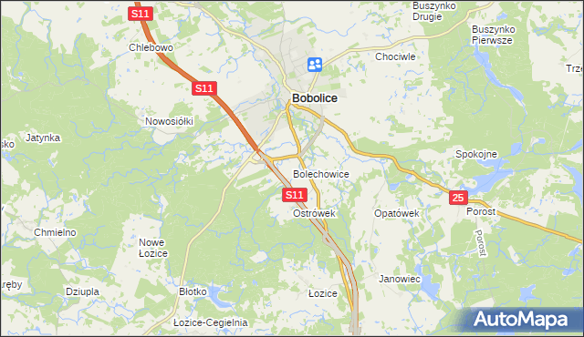 mapa Bolechowice gmina Bobolice, Bolechowice gmina Bobolice na mapie Targeo