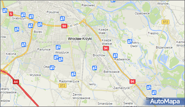 mapa Brochów gmina Wrocław, Brochów gmina Wrocław na mapie Targeo