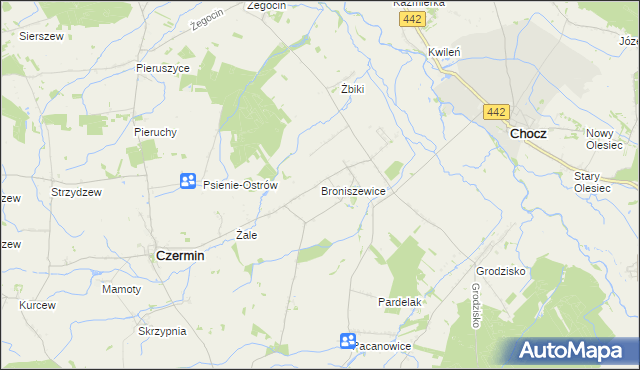 mapa Broniszewice, Broniszewice na mapie Targeo