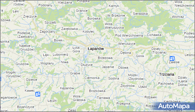 mapa Brzezowa gmina Łapanów, Brzezowa gmina Łapanów na mapie Targeo