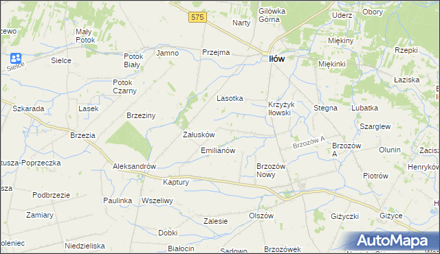 mapa Brzozowiec gmina Iłów, Brzozowiec gmina Iłów na mapie Targeo
