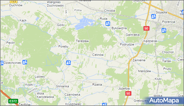 mapa Celinów gmina Dębe Wielkie, Celinów gmina Dębe Wielkie na mapie Targeo