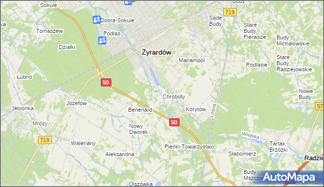 mapa Chroboty, Chroboty na mapie Targeo