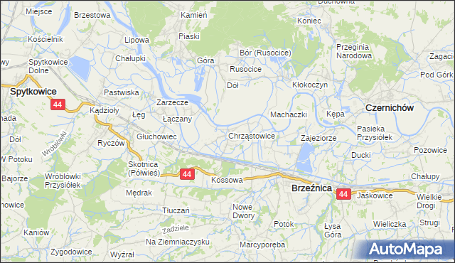 mapa Chrząstowice gmina Brzeźnica, Chrząstowice gmina Brzeźnica na mapie Targeo