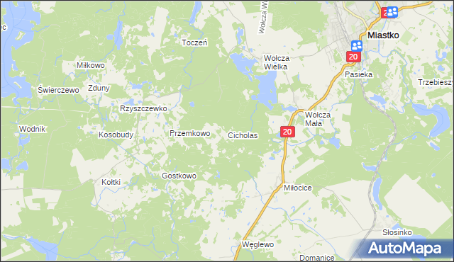 mapa Cicholas, Cicholas na mapie Targeo