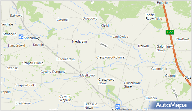 mapa Cieszkowo-Kolonia, Cieszkowo-Kolonia na mapie Targeo