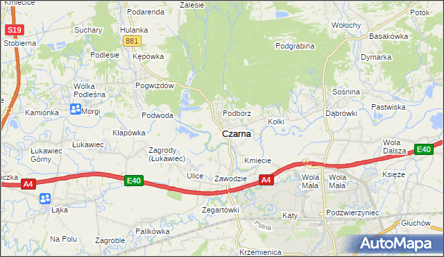 mapa Czarna powiat łańcucki, Czarna powiat łańcucki na mapie Targeo