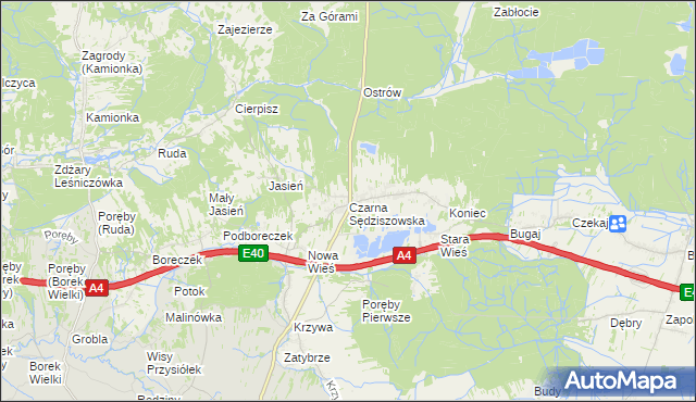 mapa Czarna Sędziszowska, Czarna Sędziszowska na mapie Targeo