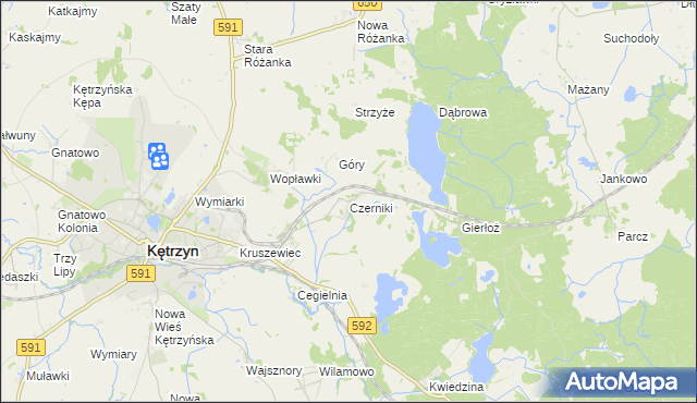 mapa Czerniki gmina Kętrzyn, Czerniki gmina Kętrzyn na mapie Targeo