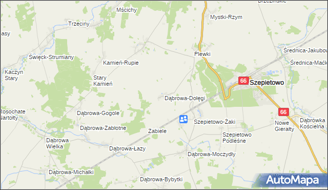 mapa Dąbrowa-Dołęgi, Dąbrowa-Dołęgi na mapie Targeo