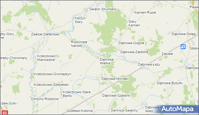 mapa Dąbrowa Wielka gmina Czyżew, Dąbrowa Wielka gmina Czyżew na mapie Targeo