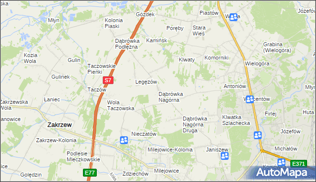 mapa Dąbrówka Nagórna, Dąbrówka Nagórna na mapie Targeo