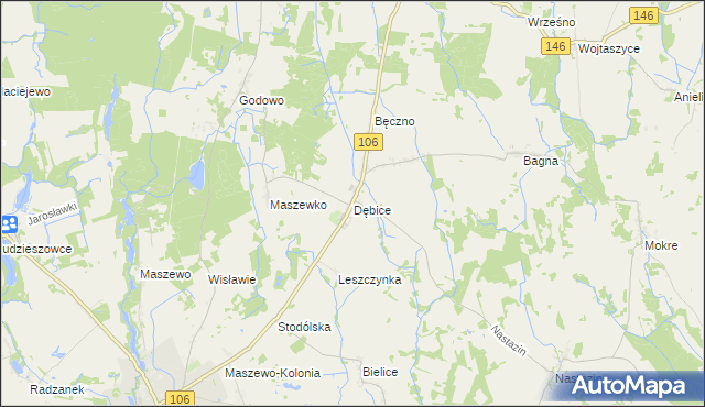 mapa Dębice gmina Maszewo, Dębice gmina Maszewo na mapie Targeo