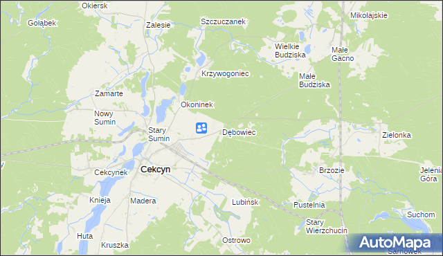 mapa Dębowiec gmina Cekcyn, Dębowiec gmina Cekcyn na mapie Targeo