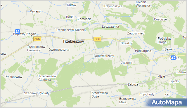 mapa Dębowierzchy, Dębowierzchy na mapie Targeo