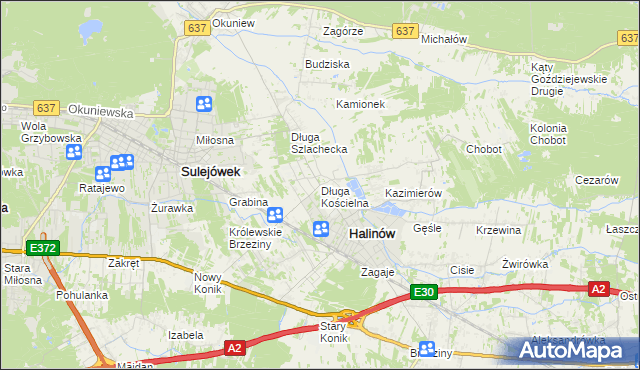 mapa Długa Kościelna, Długa Kościelna na mapie Targeo