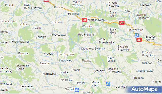 mapa Długołęka-Świerkla, Długołęka-Świerkla na mapie Targeo