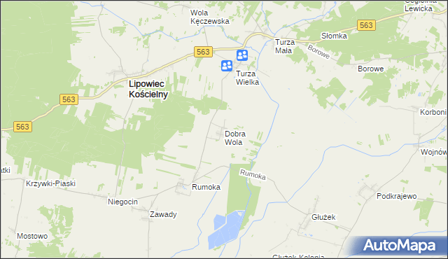 mapa Dobra Wola gmina Lipowiec Kościelny, Dobra Wola gmina Lipowiec Kościelny na mapie Targeo