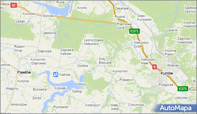 mapa Doły Biskupie, Doły Biskupie na mapie Targeo