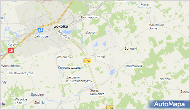 mapa Drahle, Drahle na mapie Targeo