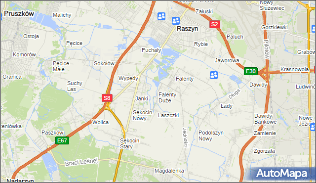 mapa Falenty Duże, Falenty Duże na mapie Targeo