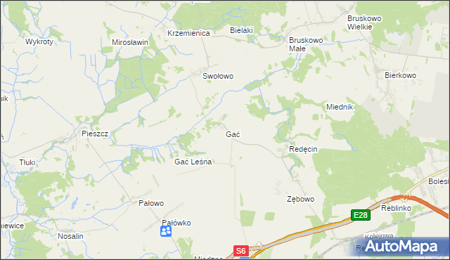 mapa Gać gmina Słupsk, Gać gmina Słupsk na mapie Targeo