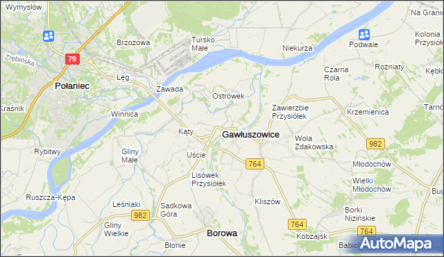 mapa Gawłuszowice, Gawłuszowice na mapie Targeo