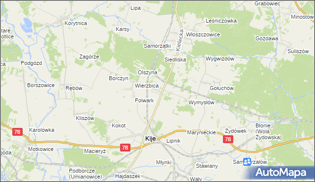 mapa Górki gmina Kije, Górki gmina Kije na mapie Targeo