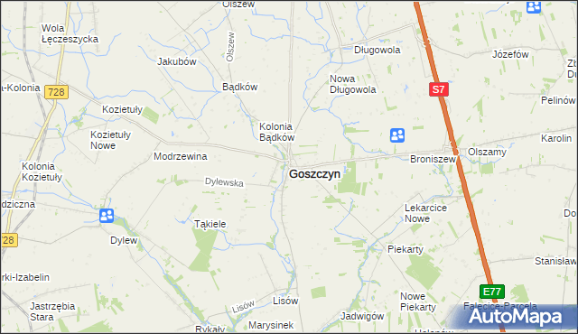 mapa Goszczyn powiat grójecki, Goszczyn powiat grójecki na mapie Targeo
