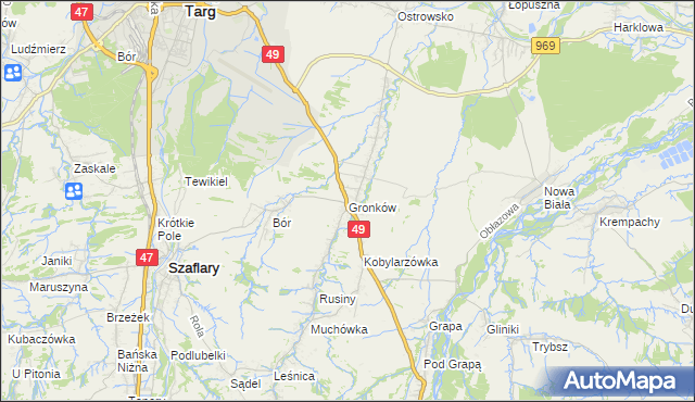 mapa Gronków, Gronków na mapie Targeo