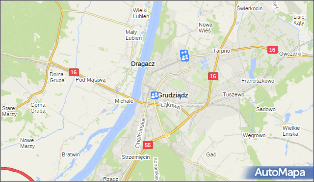 mapa Grudziądza, Grudziądz na mapie Targeo