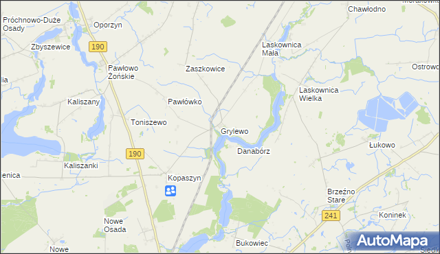 mapa Grylewo, Grylewo na mapie Targeo
