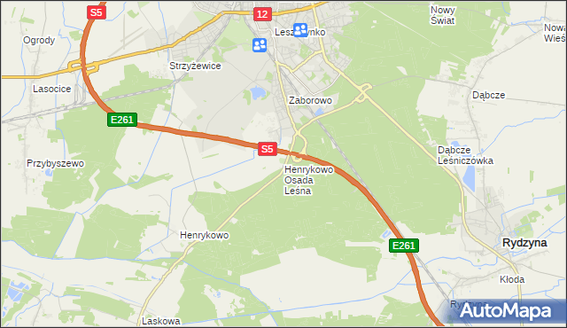 mapa Henrykowo Osada Leśna, Henrykowo Osada Leśna na mapie Targeo