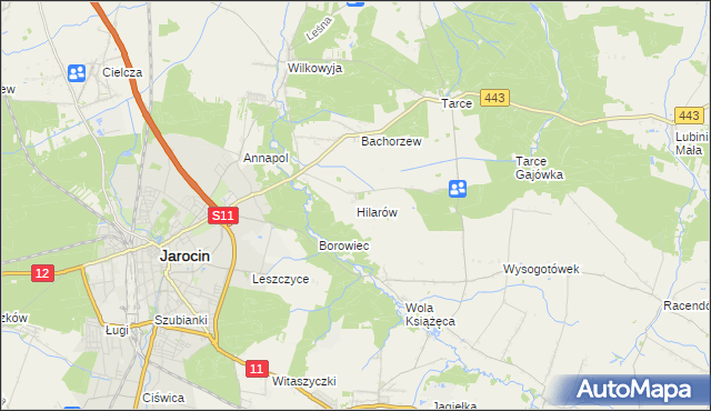 mapa Hilarów gmina Jarocin, Hilarów gmina Jarocin na mapie Targeo