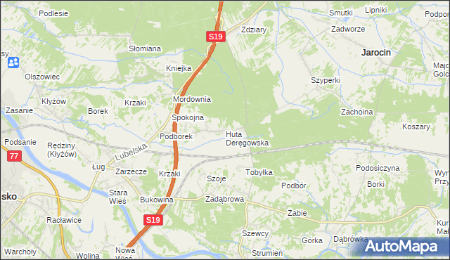 mapa Huta Deręgowska, Huta Deręgowska na mapie Targeo