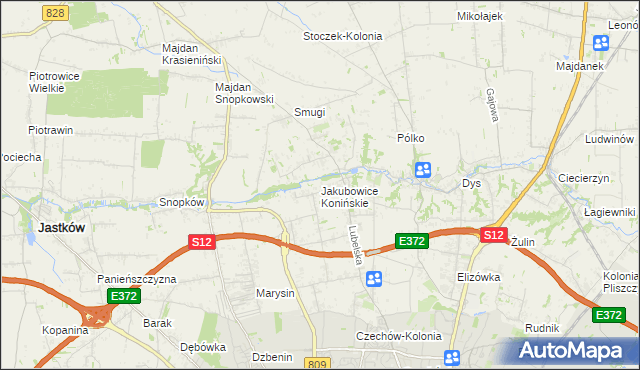 mapa Jakubowice Konińskie, Jakubowice Konińskie na mapie Targeo