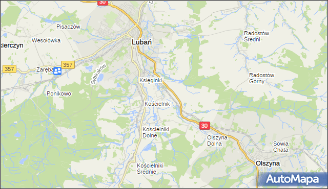 mapa Jałowiec gmina Lubań, Jałowiec gmina Lubań na mapie Targeo