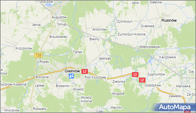 mapa Jastrząb gmina Gielniów, Jastrząb gmina Gielniów na mapie Targeo