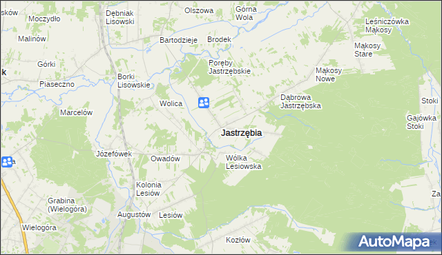 mapa Jastrzębia powiat radomski, Jastrzębia powiat radomski na mapie Targeo