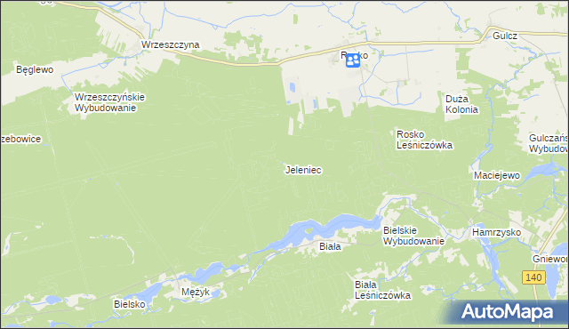 mapa Jeleniec gmina Wieleń, Jeleniec gmina Wieleń na mapie Targeo