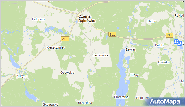 mapa Jerzkowice, Jerzkowice na mapie Targeo