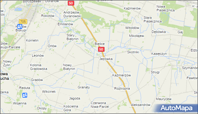 mapa Jeżówka gmina Sochaczew, Jeżówka gmina Sochaczew na mapie Targeo