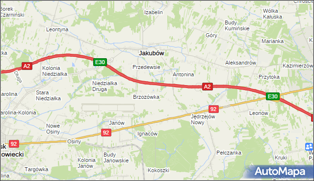 mapa Józefin gmina Jakubów, Józefin gmina Jakubów na mapie Targeo